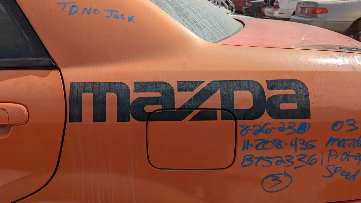06 - 2003 Mazda Protege Mazdaspeed in California junkyard - photo by Murilee Martin