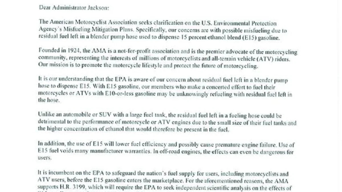 AMA letters to the EPA over E15