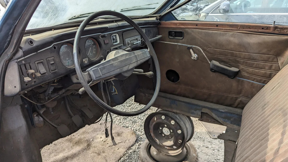 26 - 1973 Saab 95 in California junkyard - photo by Murilee Martin