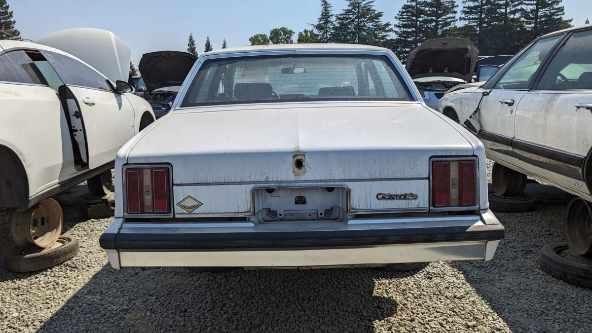 43 - 1984 Oldsmobile Omega Brougham in California junkyard - photo by Murilee Martin