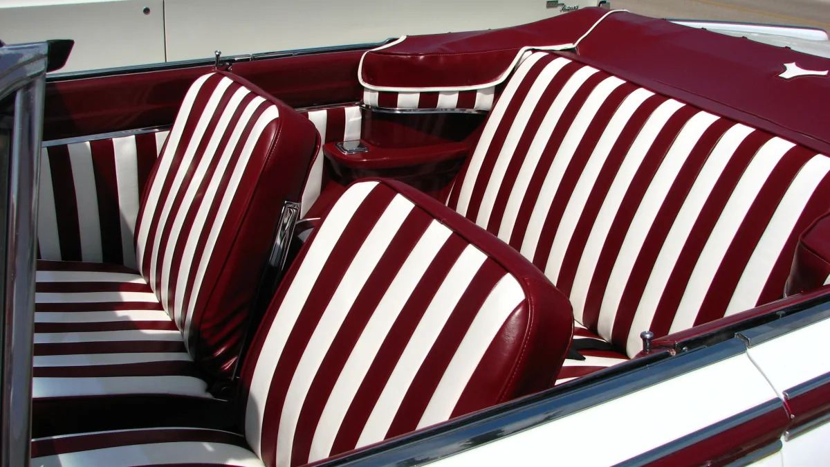 red white striped vinyl seating