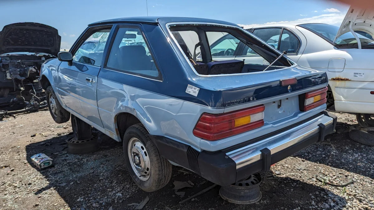 46 - 1987 Ford Escort in Colorado junkyard - photo by Murilee Martin