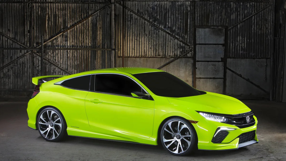 Honda Civic Coupe Concept in green in warehouse