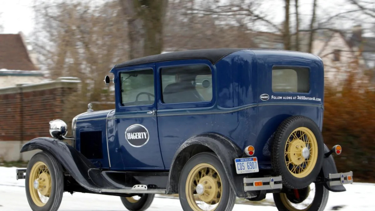 1930 Ford Model A Tudor Sedan driving
