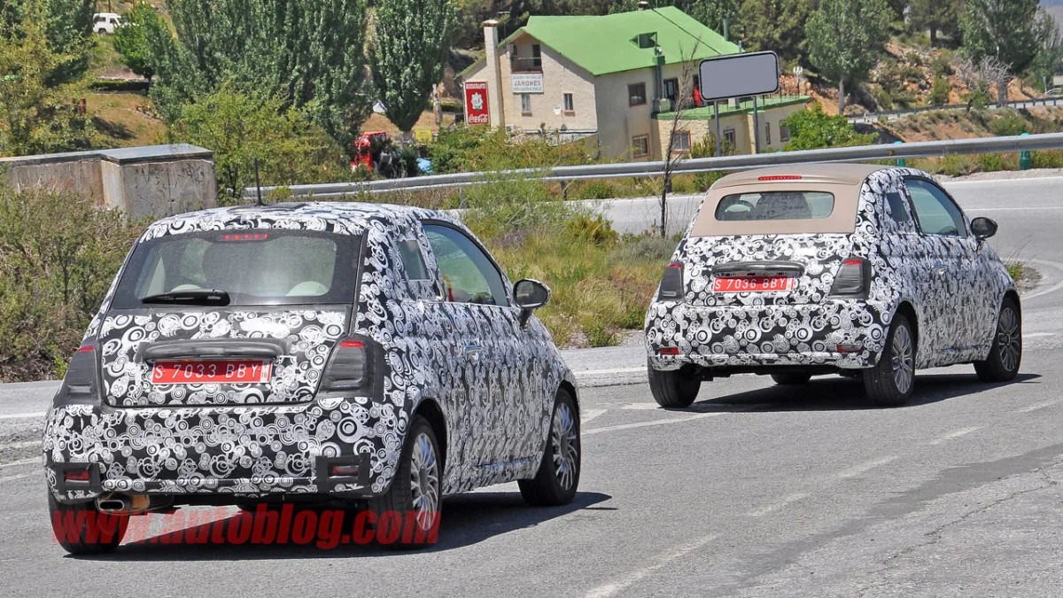 camouflaged fiat 500 and 500c rear spy shots