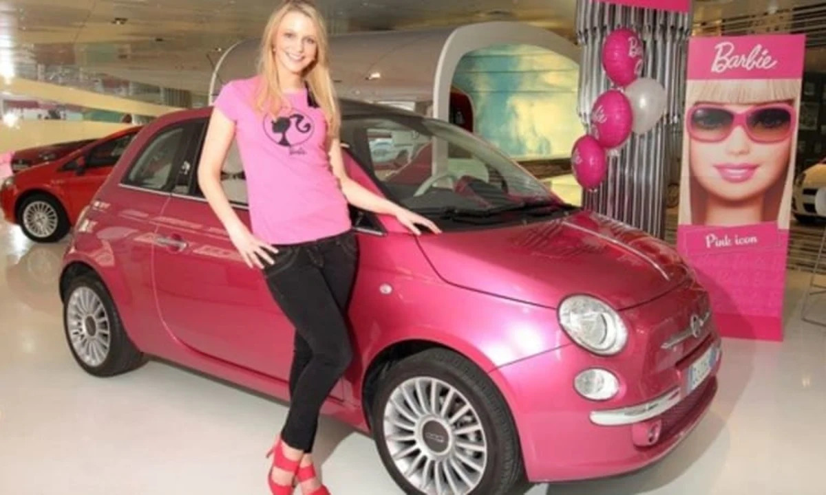Barbie's Fiat 500 comes to London, crystals and pink lipstick at