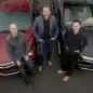 General Motors President Dan Ammann with Lyft co-founders John Zimmer and Logan Green