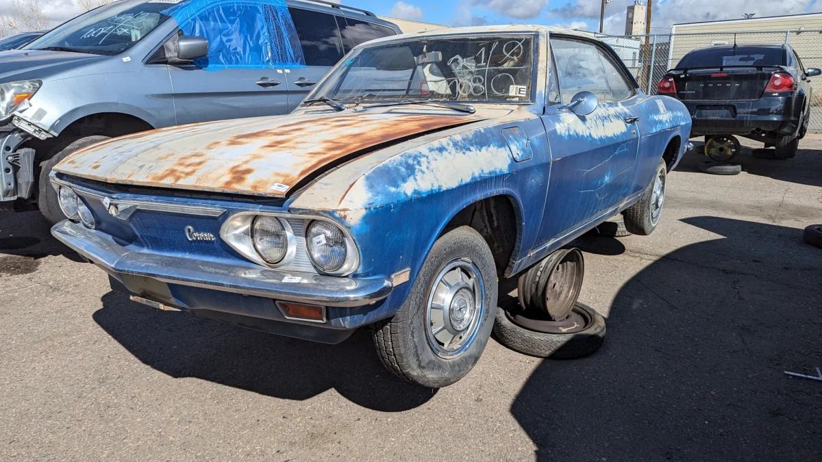 64 - 1968 Chevrolet Corvair in Colorado wrecking yard - photo by Murilee Martin
