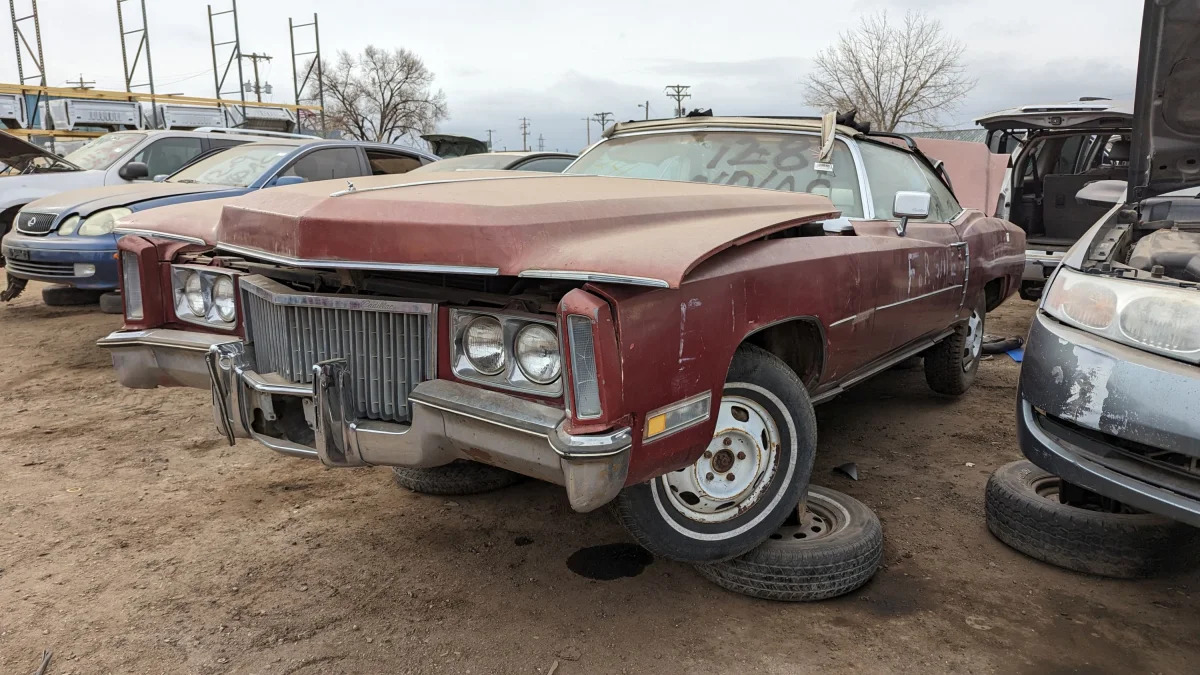 99 - 1972 Cadillac Eldorado convertible in Colorado junkyard - photo by Murilee Martin