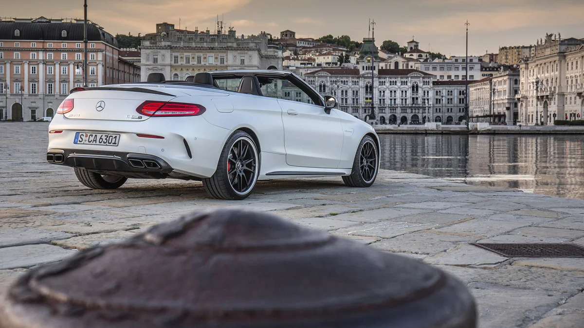 2017 Mercedes-AMG C63 S Cabriolet rear 3/4 view