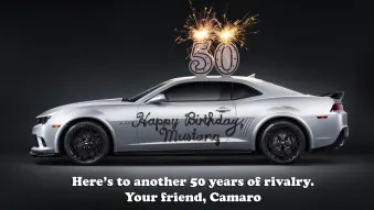 Chevrolet Camaro wishes Ford Mustang Happy 50th