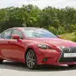 The Lexus IS200t, front three-quarter view static.