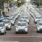 50 BlueIndy EVs ready for carsharing in Indianapolis, Indiana. 