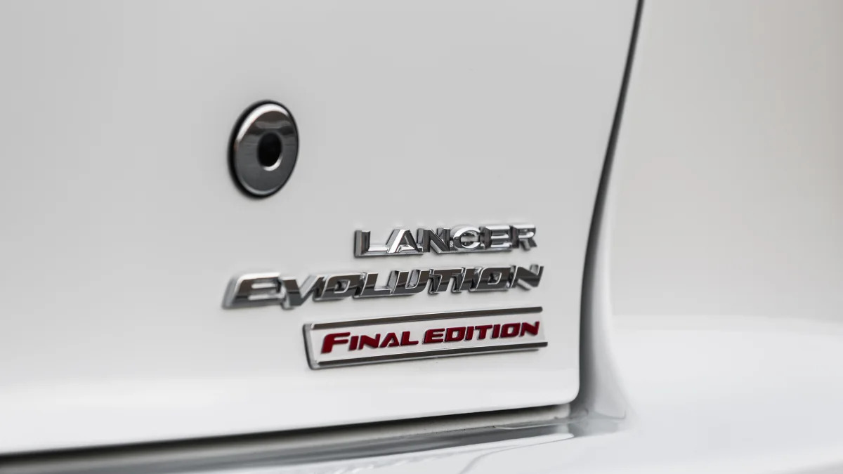 The 2015 Mitsubishi Lancer Evolution Final Edition, trunk badge.