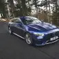 2020 Mercedes-AMG GT 63 S Sedan blue driving sports performance road forest