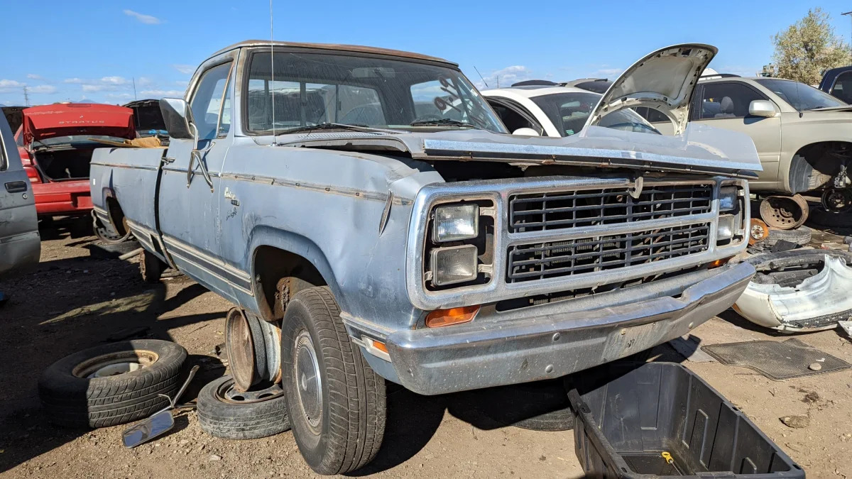 38 - 1980 Dodge D-150 pickup in Colorado junkyard - photo by Murilee Martin