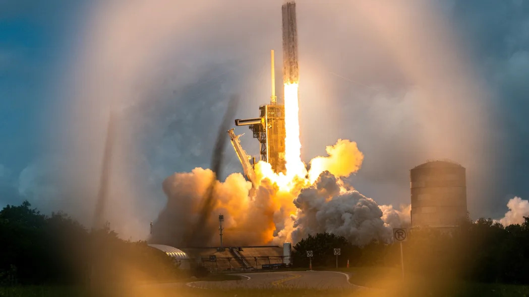 A SpaceX Falcon Heavy rocket with the Psyche spacecraft launches from NASA's Kennedy Space Center in Cape Canaveral, Florida, on October 13, 2023. The spacecraft is bound for Psyche, an object 2.2 billion miles (3.5 billion kilometers) away that could offer clues about the interior of planets like Earth.