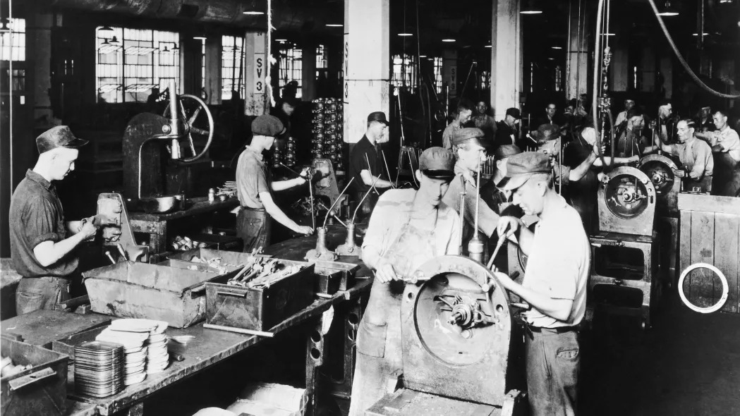 Manufacturing Of Transmission Items Of The American Buick Cars In The General Motors Factory In Detroit, USA around 1930