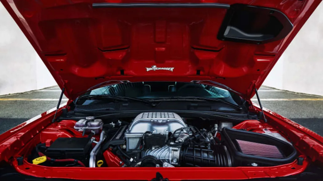 The 2018 Dodge Challenger SRT Demonâs 6.2-liter supercharged HEMIÂ® Demon V-8 engine.