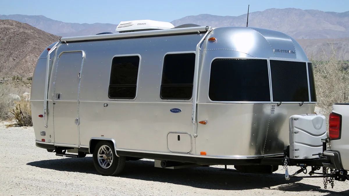 Airstream Bambi Sport 22 front 3/4 view
