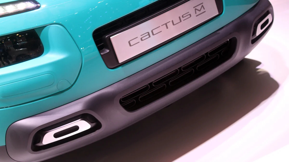 The Citroen Cactus M Concept at the 2015 Frankfurt Motor Show, front bumper detail.