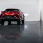 The Scion C-HR concept shown off in red for the LA Auto Show, rear view.