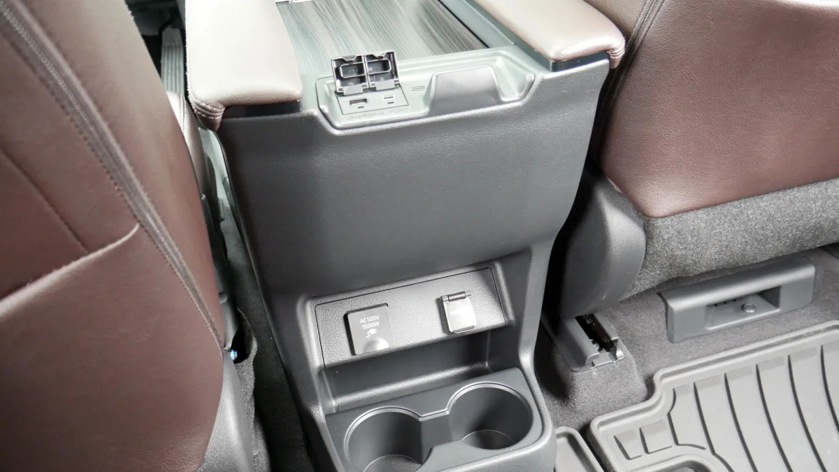 2021 Toyota Sienna interior center console rear power plugs