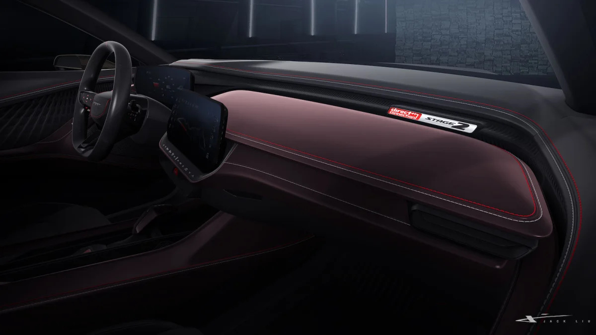 Potential Direct Connection Stage 1 and Stage 2 performance upgrades for the Dodge Charger Daytona SRT Concept use a “crystal” key that plugs into the dash. Base output and Direct Connection upgrade levels for the 800-volt Banshee will be announced at a future date.