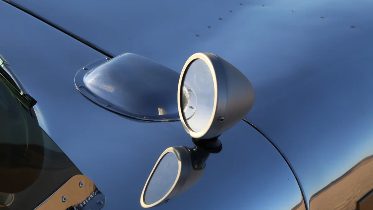 The fiberglass Shelby American Continuation Daytona Coupe, mirror.