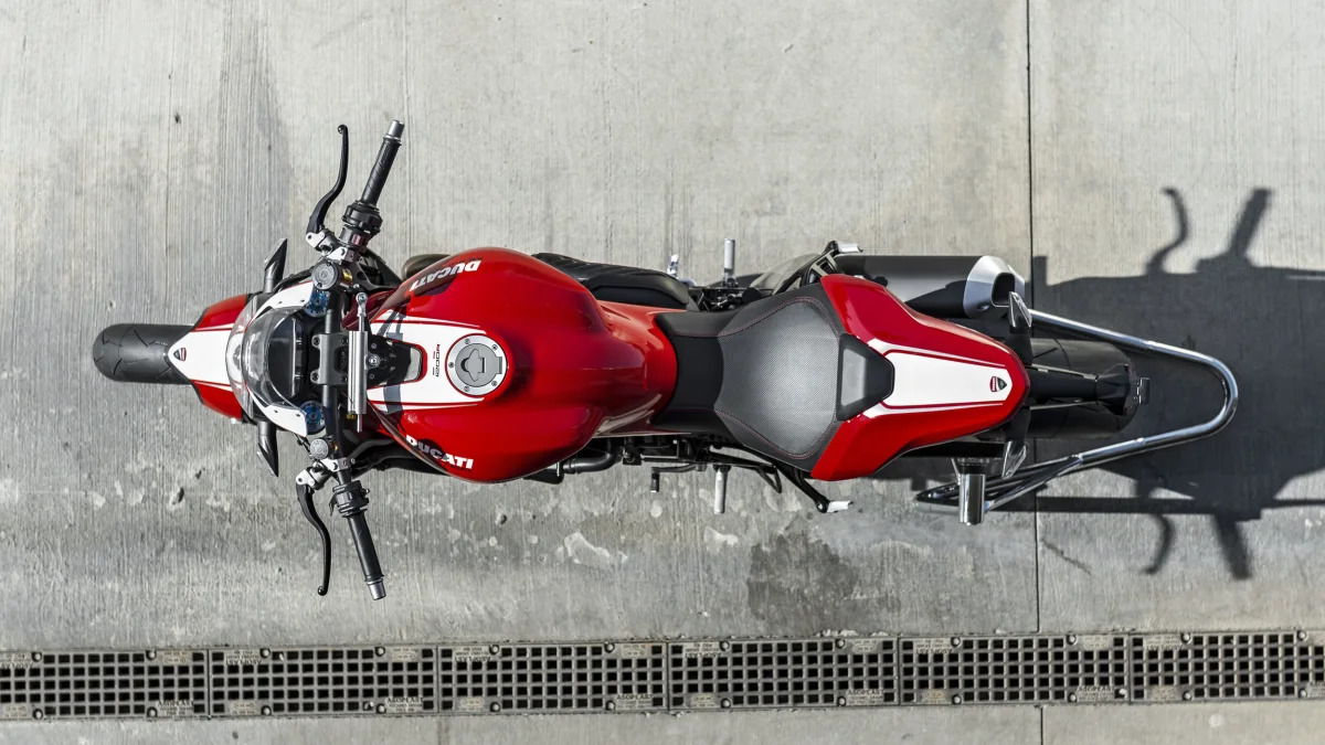 red ducati monster 1200 r top view