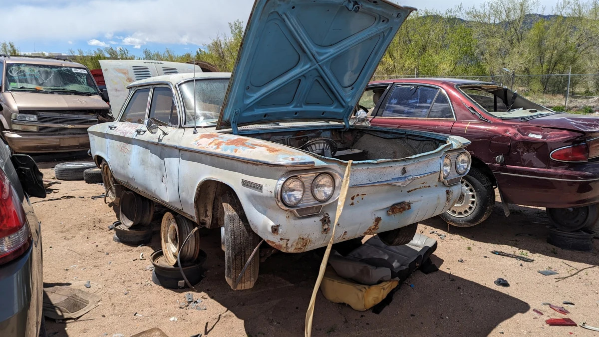 04 - 1962 Chevrolet Corvair in Colorado junkyard - photo by Murilee Martin