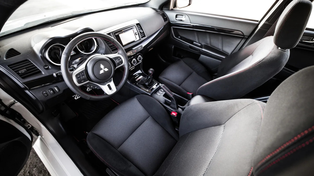 The 2015 Mitsubishi Lancer Evolution Final Edition, interior.