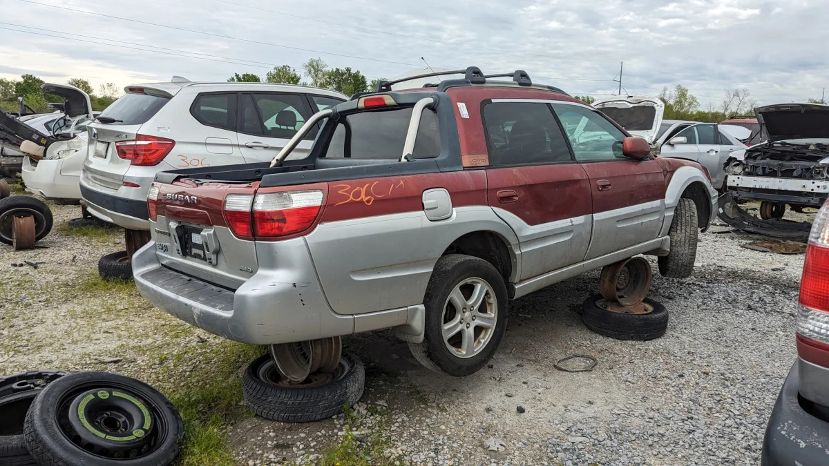 55 - 2003 Subaru Baja in Louisiana wrecking yard - photo by Murilee Martin