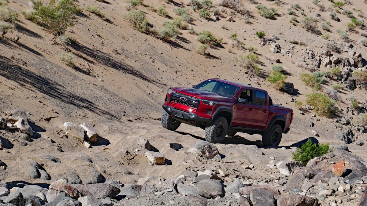 2024 Chevy Colorado ZR2 Bison action front three quarter from afar