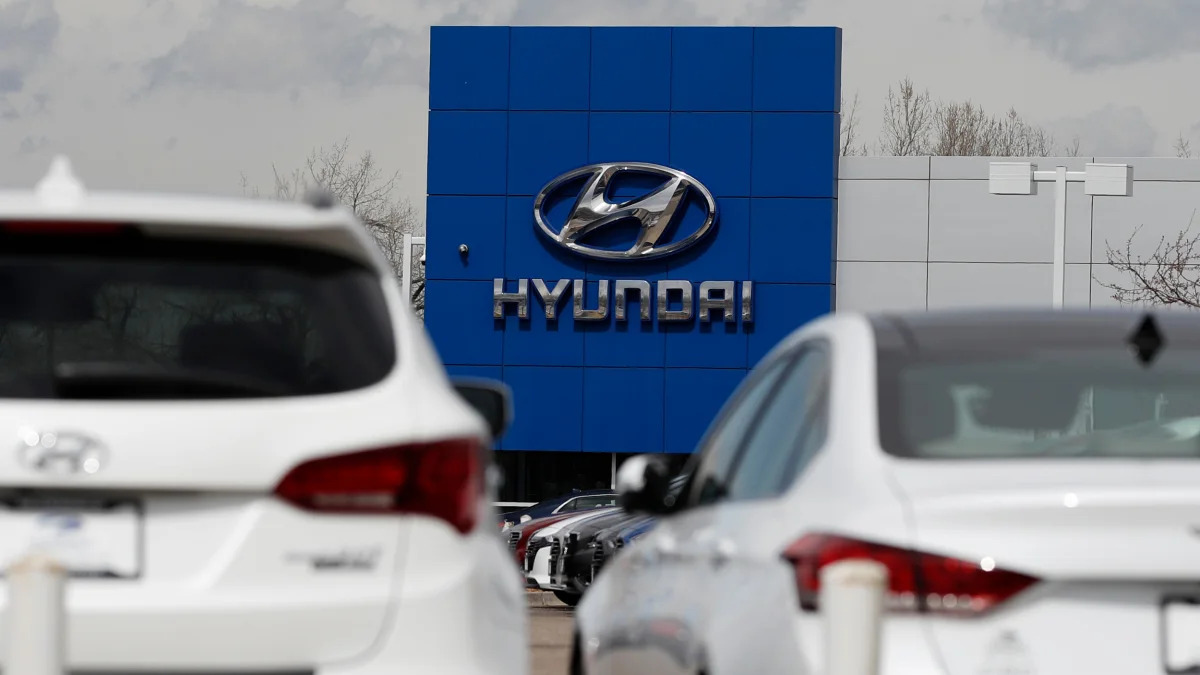 Hyundai logo at a car dealership