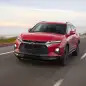 2019 Chevrolet Blazer red driving crossover road