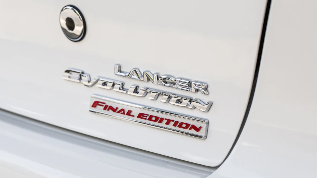 The 2015 Mitsubishi Lancer Evolution Final Edition, trunk badge.