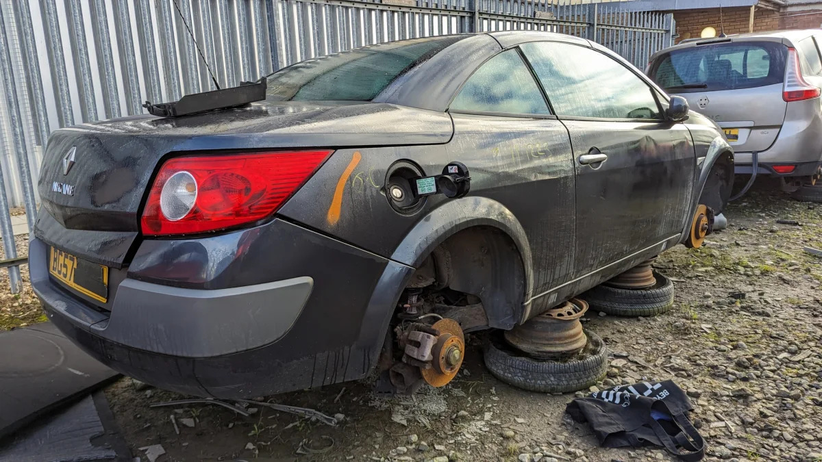 99 - 2003 Renault Megane Coupe Cabriolet in British wrecking yard - photo by Murilee Martin