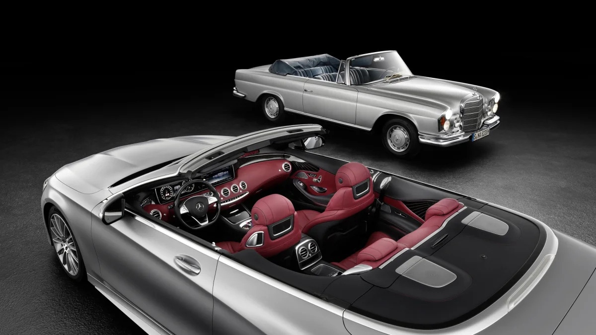 Mercedes releases a photo of the S-Class Cabriolet due for reveal at the 2015 Frankfurt Motor Show.