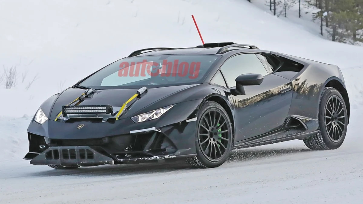 Lamborghini Huracán Sterrato prototype spied testing in the snow