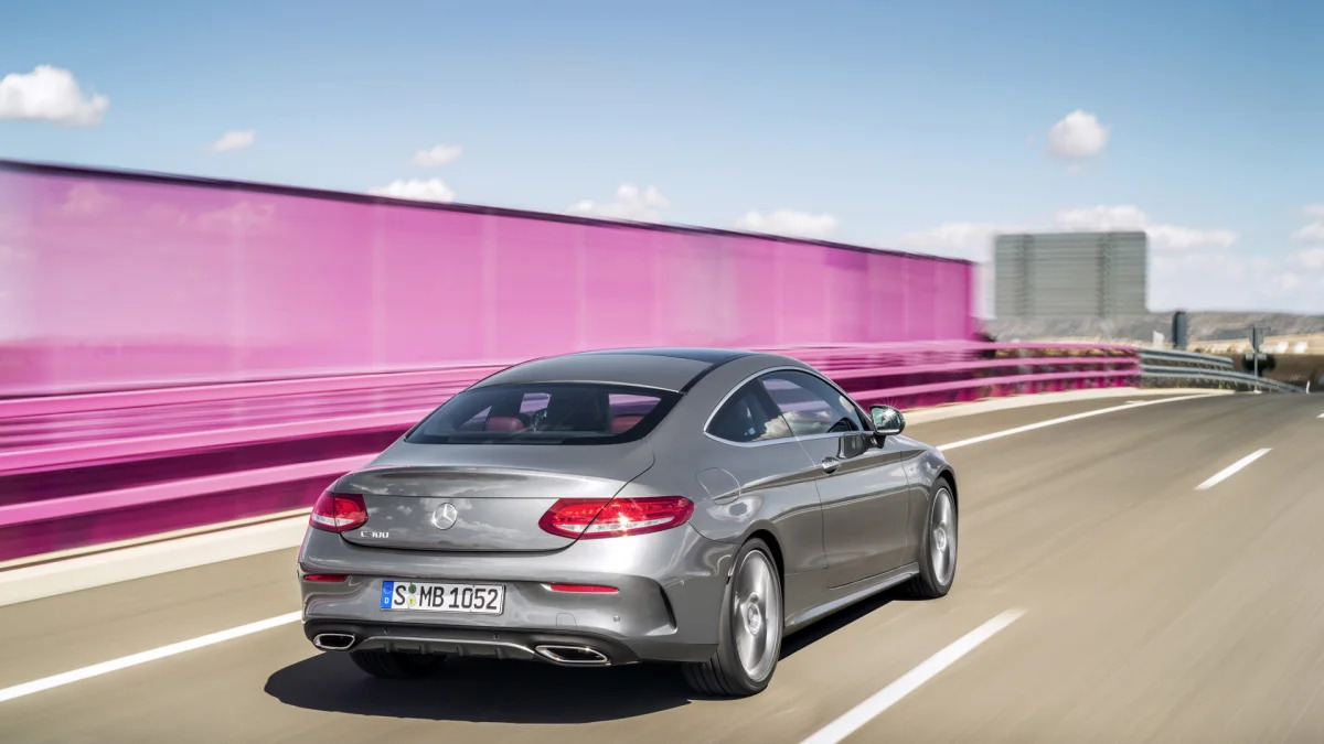 c-class c300 mercedes coupe angle action