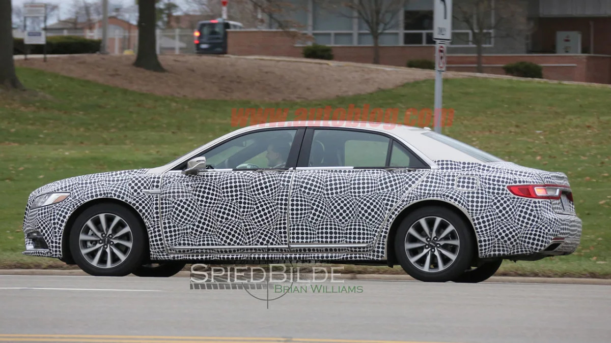 lincoln continental exterior spy shot side camouflage
