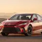 2025 Toyota Camry SE front three quarter golden hour