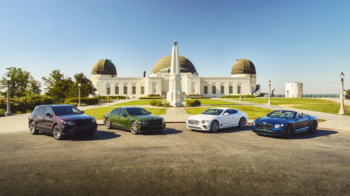Bentley Poker Run group at Griffith Observatory