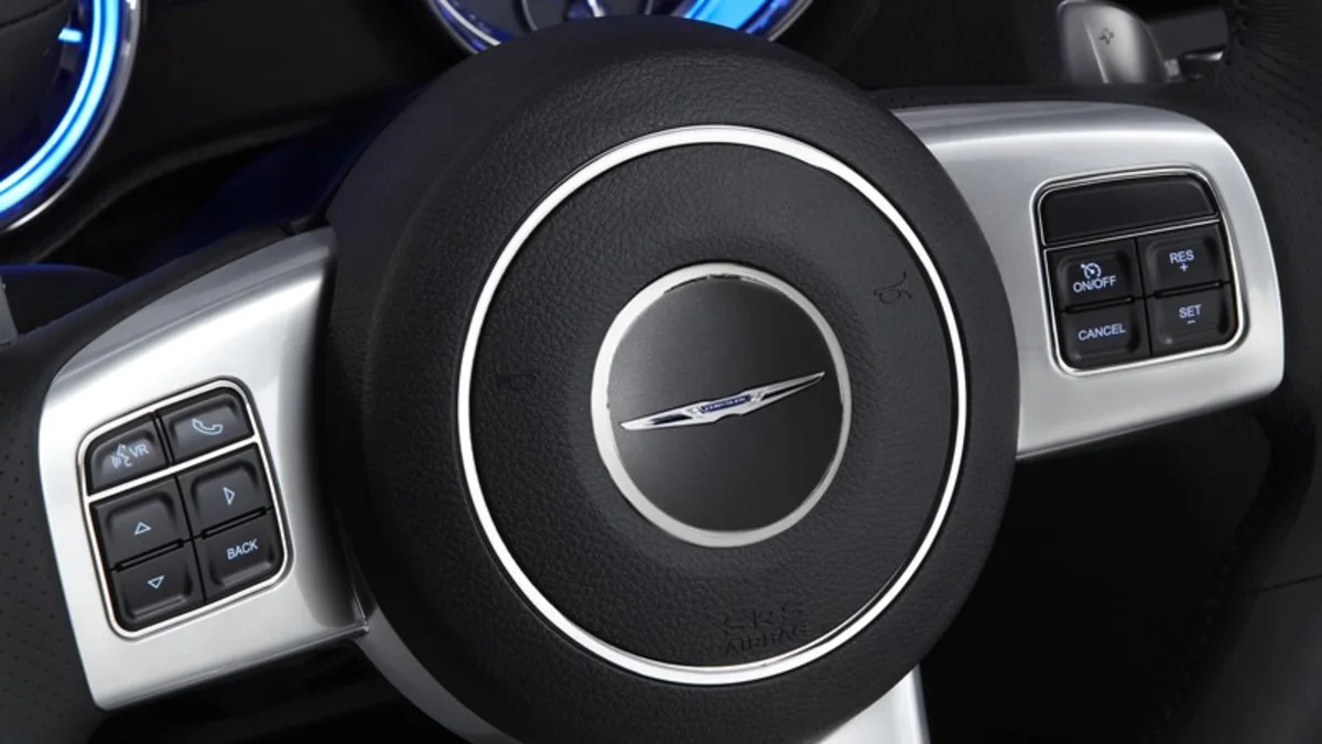 2012 Chrysler 300 SRT8 steering wheel and gauges