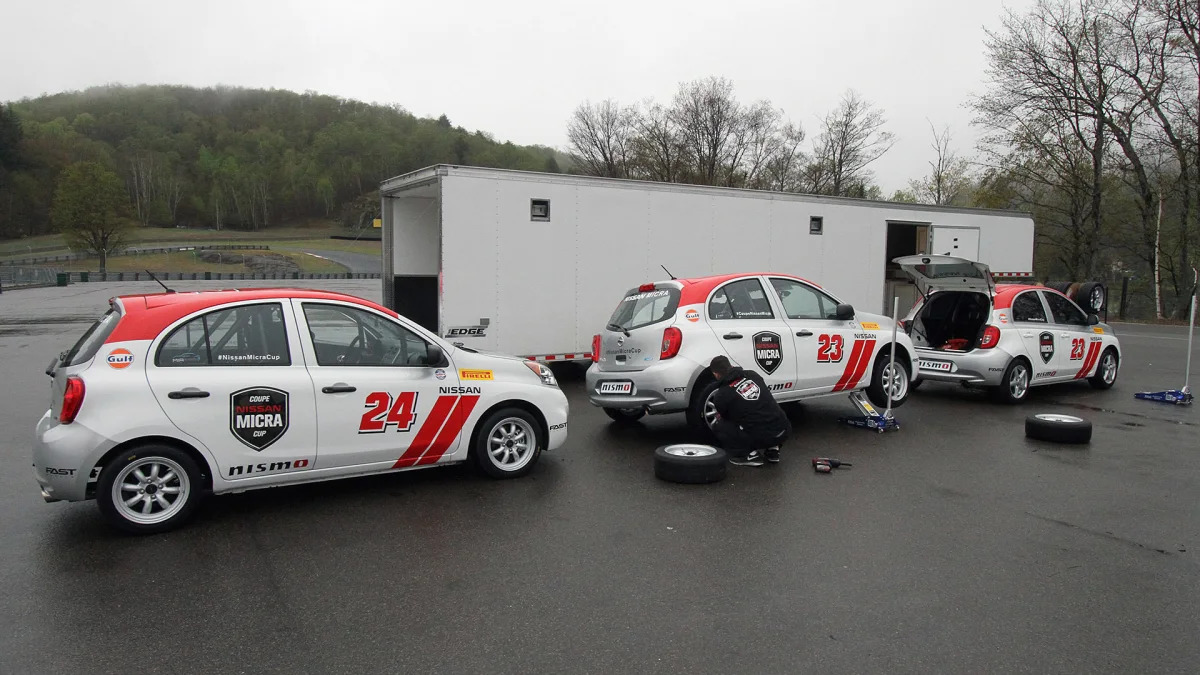 2015 Nissan Micra Cup in the pits