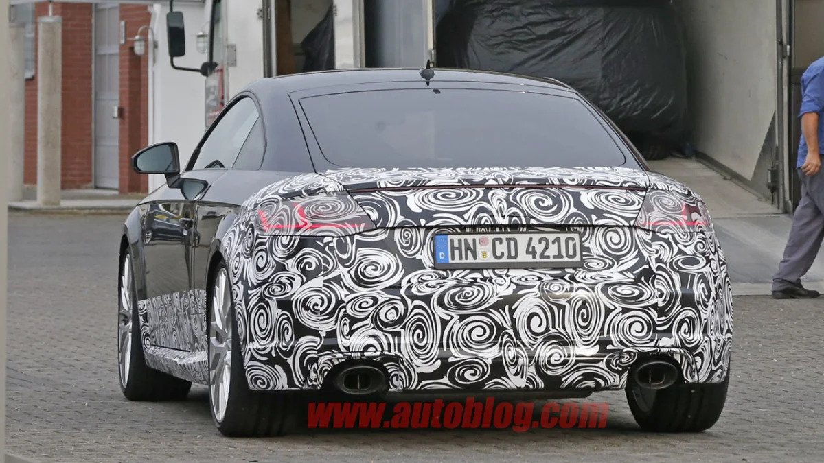 camouflaged audi tt rs spy shot exhausts