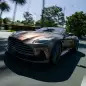 Aston Martin DB12 Volante action front three quarter Santa Monica