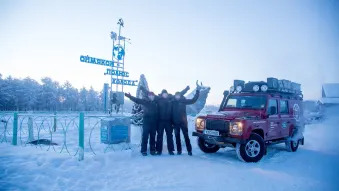 Land Rover Defender at the Pole of Cold