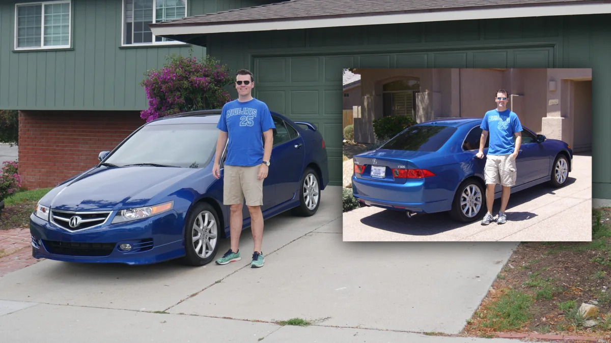 James Riswick in 2023 and 2007 with his Acura TSX